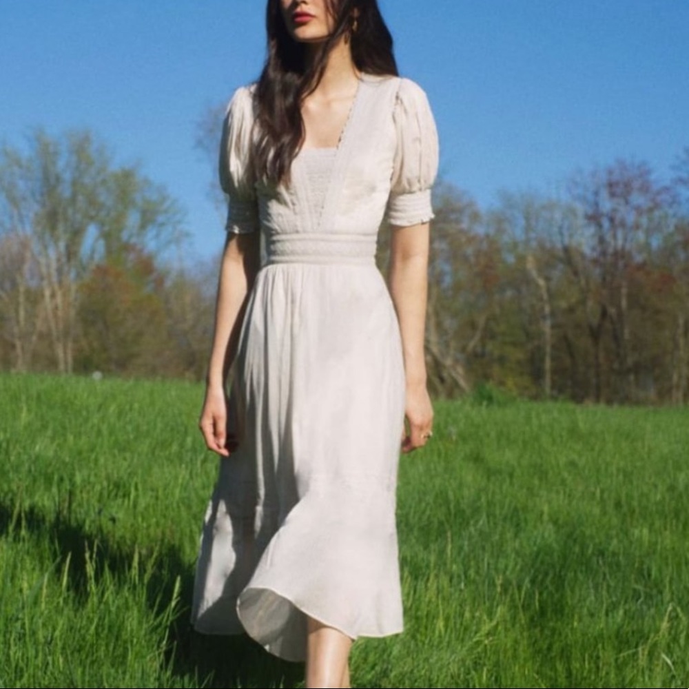 Reformation betsie dress in cream NWT